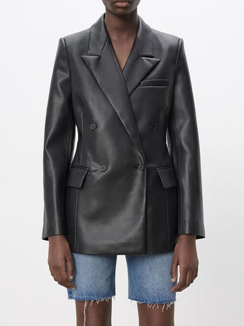 Imitation leather blazer of cultivate one's morality Imitation leather blazer of cultivate one's morality