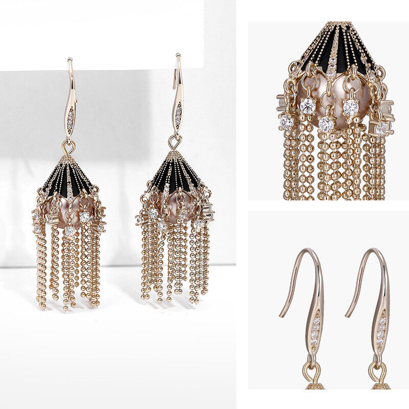 Drop earrings in bead design s925 hoop