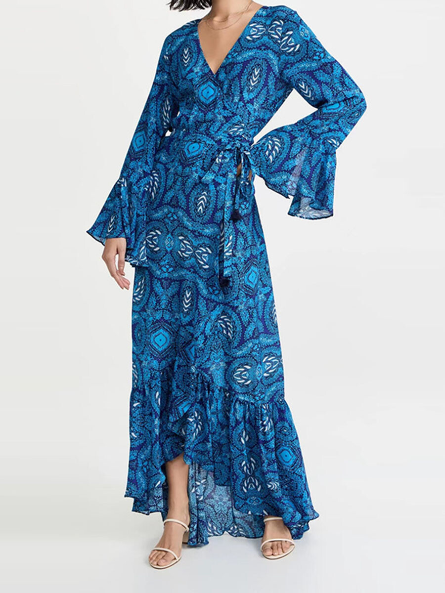 A blue print dress A blue print dress