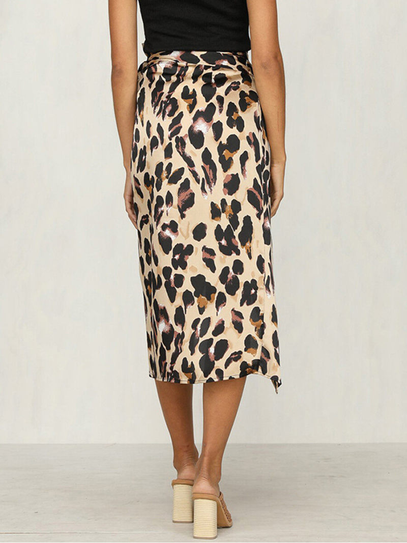 Leopard Print Split Side Mide Skirt Leopard Print Split Side Mide Skirt