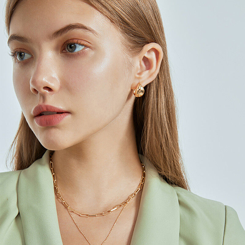 14k gold plate earrings in u shaped design s925 hoop