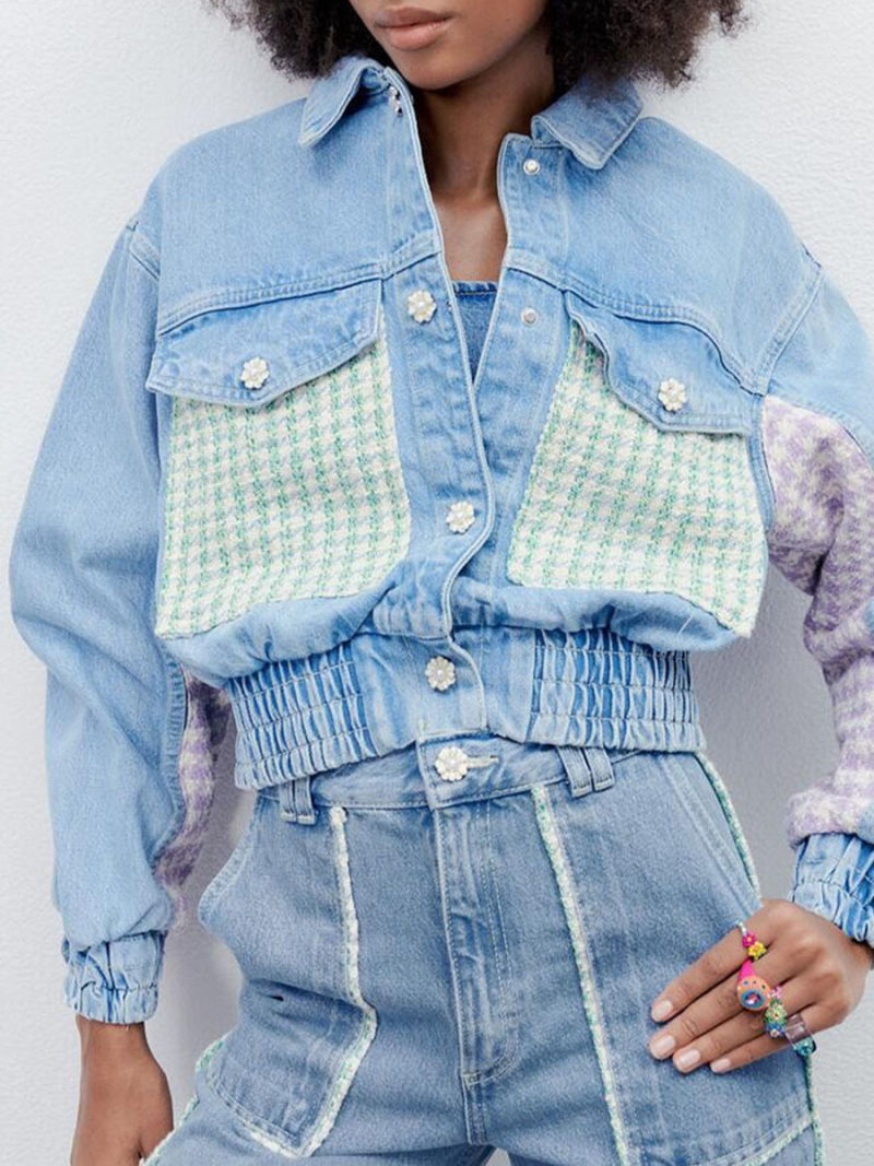Stitching denim jacket coat Stitching denim jacket coat