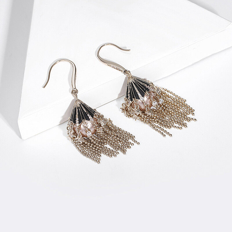 Drop earrings in bead design s925 hoop