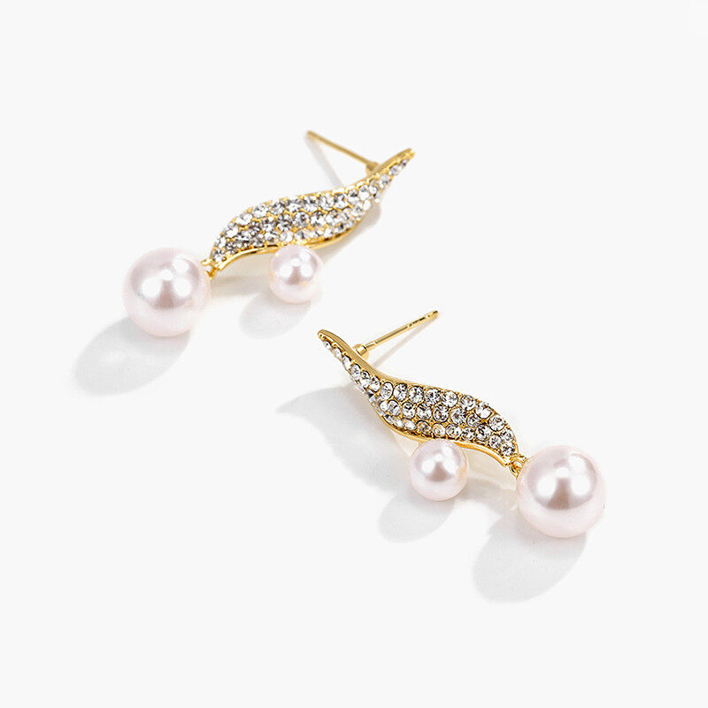 earrings Hoop crystal earrings with pearl drop  s925 hoop