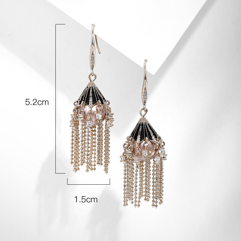 Drop earrings in bead design s925 hoop