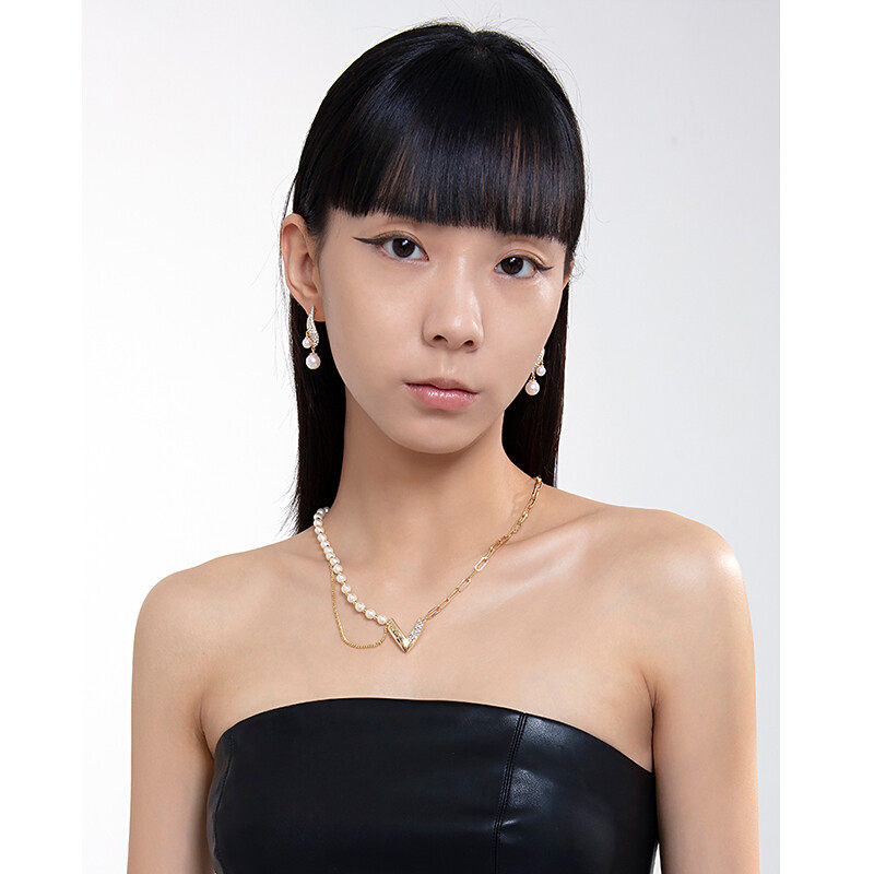 earrings Hoop crystal earrings with pearl drop  s925 hoop