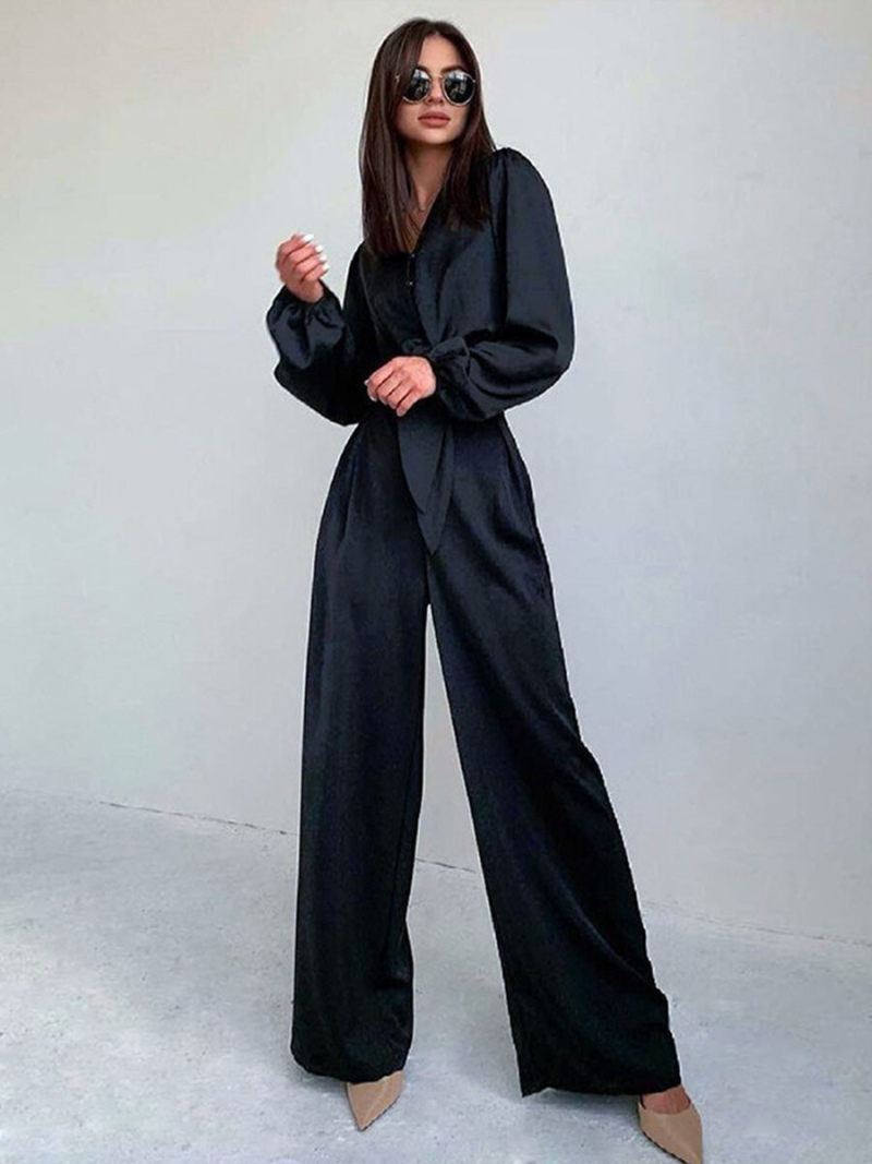 Ice silk satin leisure shirt trousers two-piece outfit Ice silk satin leisure shirt trousers two-piece outfit