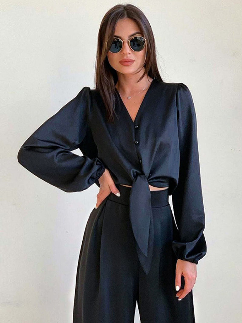 Ice silk satin leisure shirt trousers two-piece outfit Ice silk satin leisure shirt trousers two-piece outfit