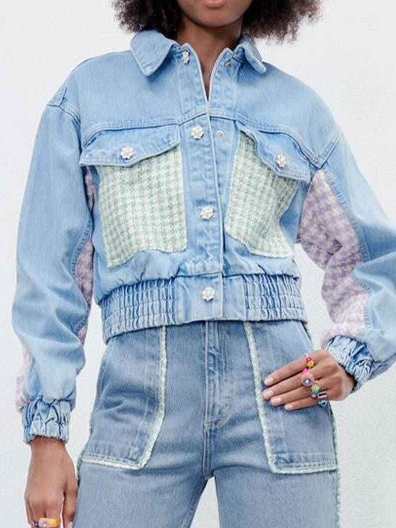 Stitching denim jacket coat Stitching denim jacket coat