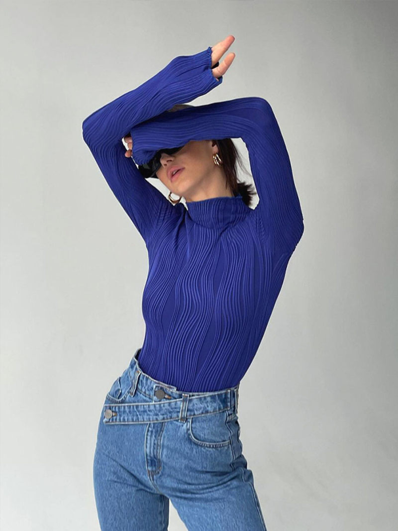 Klein midnight-blue turtle neck long sleeve T-shirt Klein midnight-blue turtle neck long sleeve T-shirt