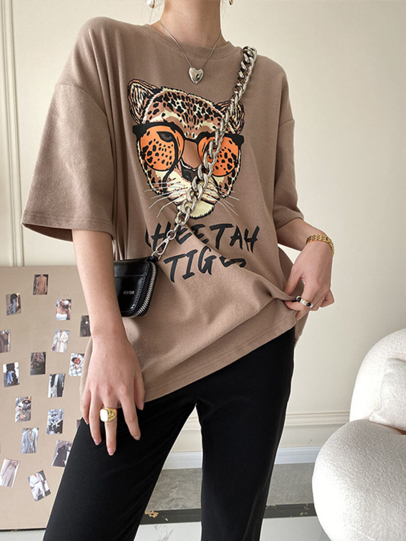 Tiger printing short sleeve T-shirt Tiger printing short sleeve T-shirt
