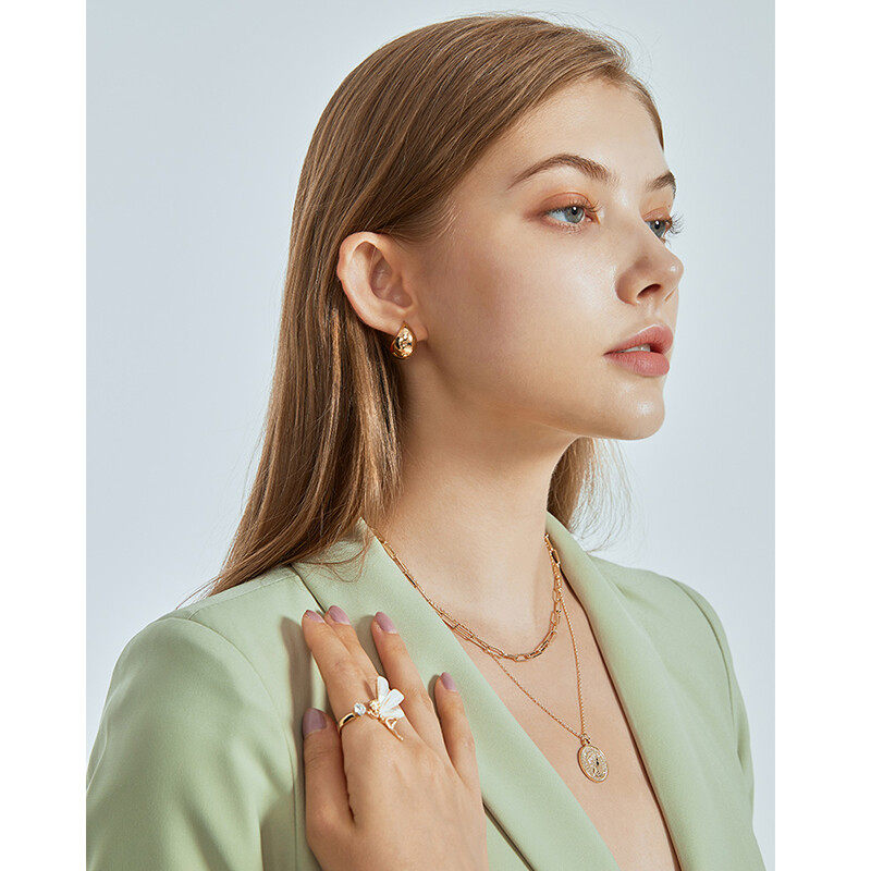 14k gold plate earrings in u shaped design s925 hoop