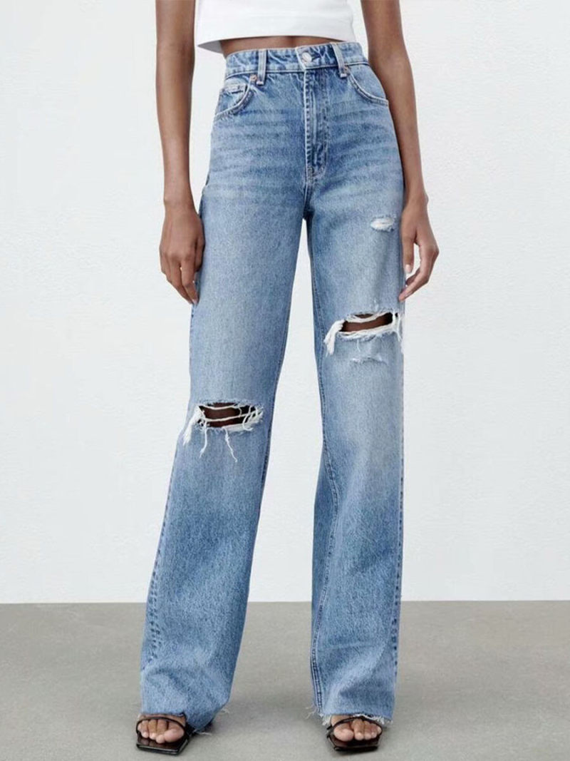 Tall waist blue wide-legged jeans Tall waist blue wide-legged jeans