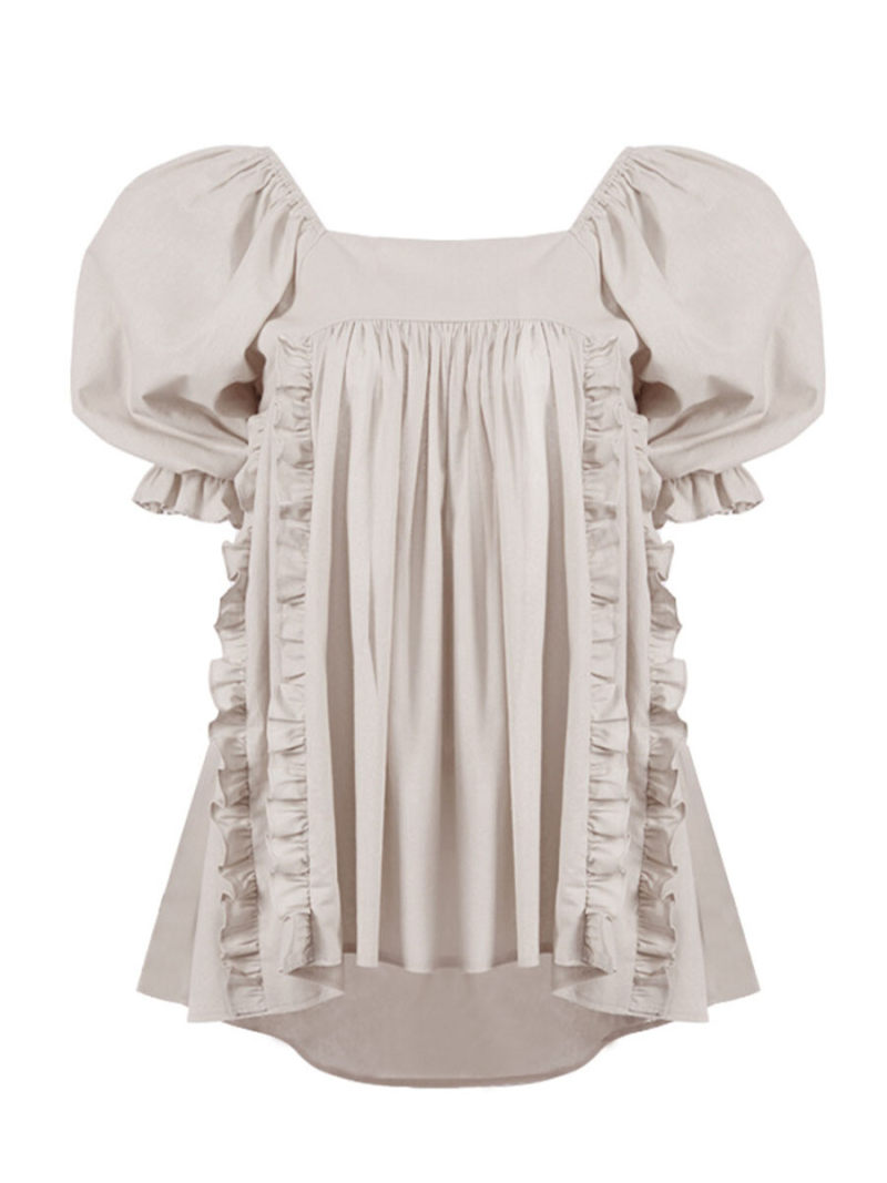 Square Neck Short Sleeves Backless Blouse Square Neck Short Sleeves Backless Blouse