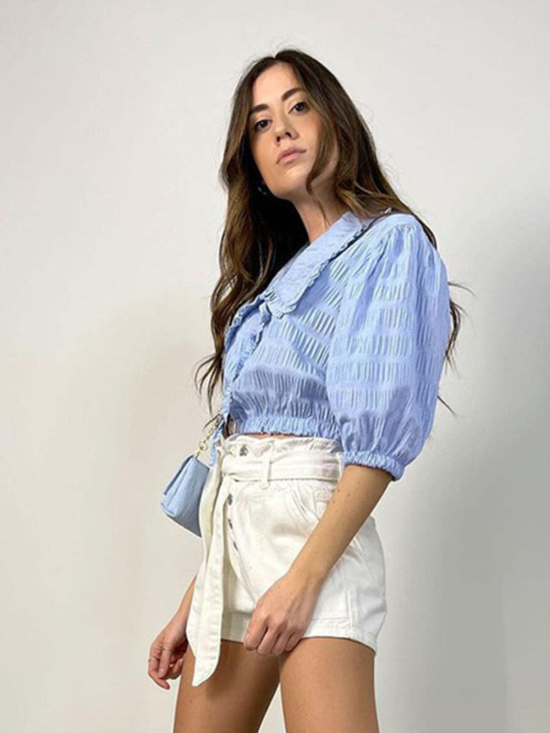 Big Collar Mide Sleeves Blouse Big Collar Mide Sleeves Blouse