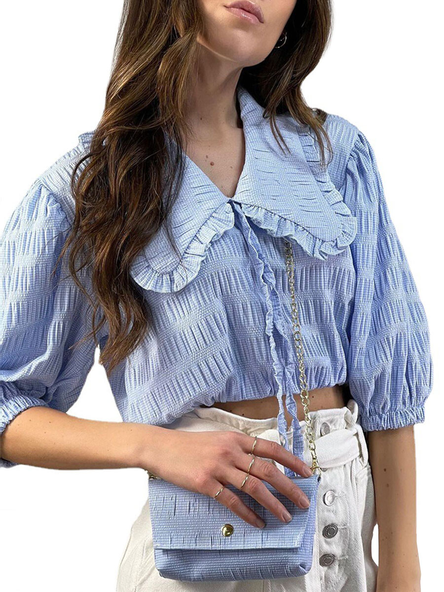 Big Collar Mide Sleeves Blouse Big Collar Mide Sleeves Blouse
