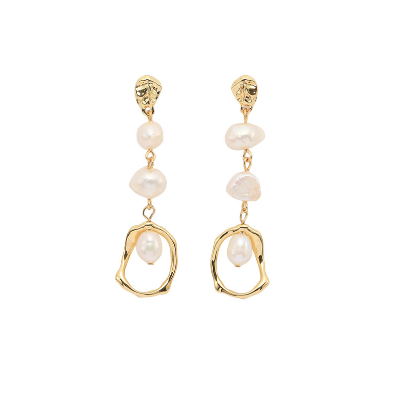 Geometric Pearl s925 Silver Needle Earrings