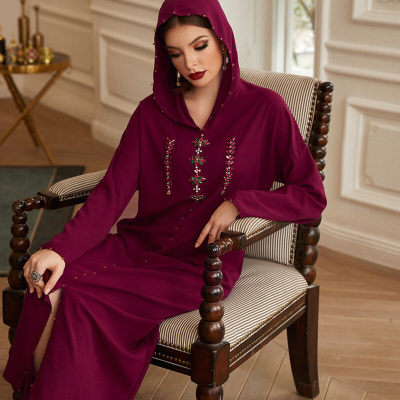 Hooded hand seam drill robe dress Hooded hand seam drill robe dress