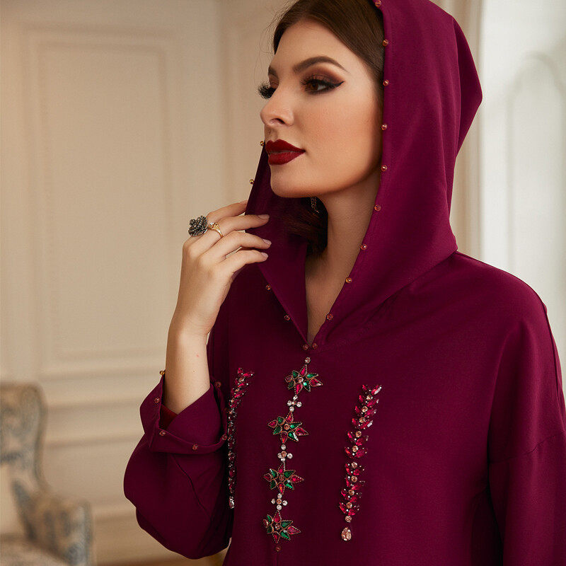 Hooded hand seam drill robe dress Hooded hand seam drill robe dress