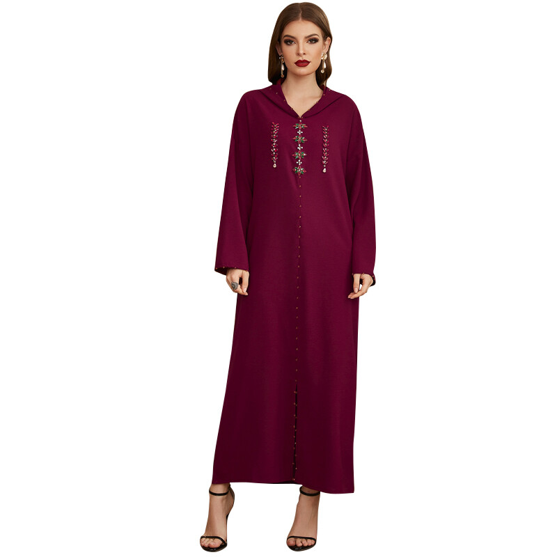 Hooded hand seam drill robe dress Hooded hand seam drill robe dress