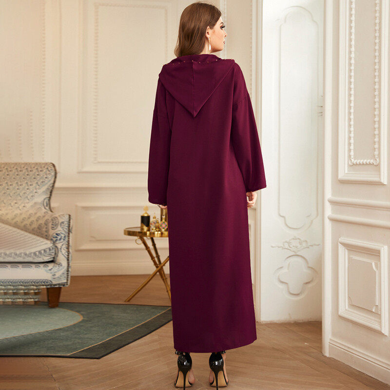 Hooded hand seam drill robe dress Hooded hand seam drill robe dress