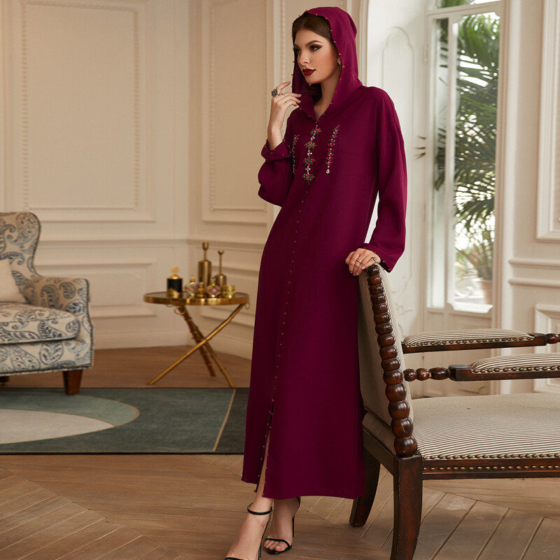 Hooded hand seam drill robe dress Hooded hand seam drill robe dress