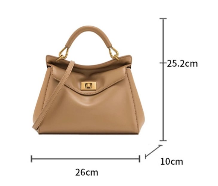 Fashionable genuine leather lock handbag Fashionable genuine leather lock handbag