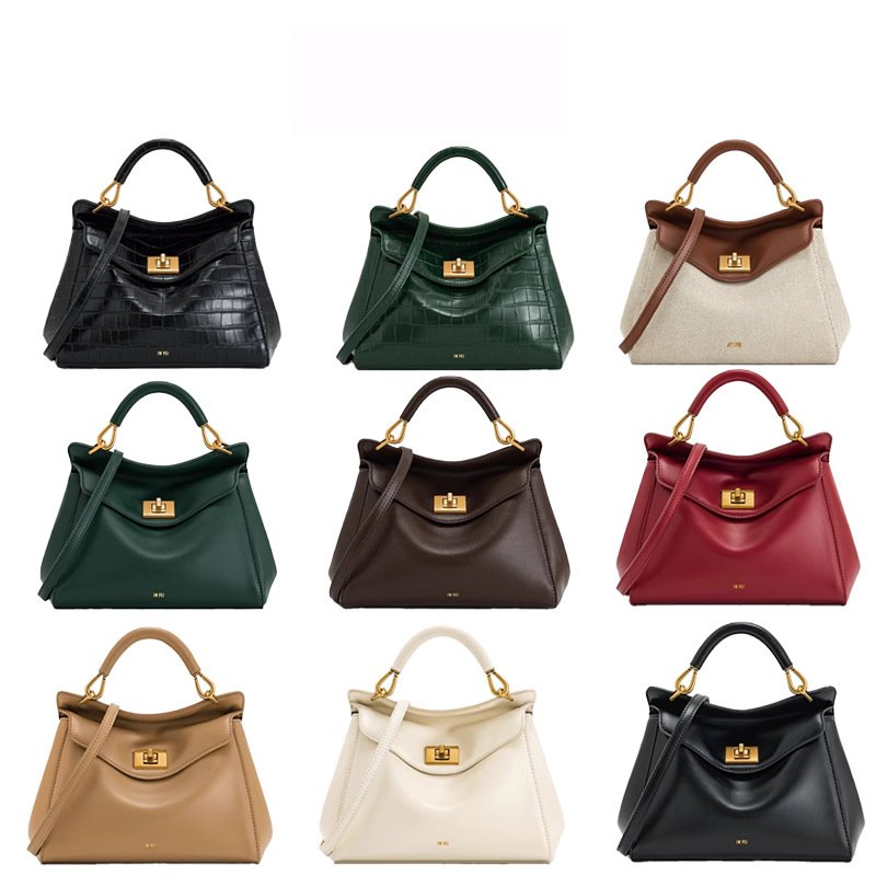 Fashionable genuine leather lock handbag Fashionable genuine leather lock handbag
