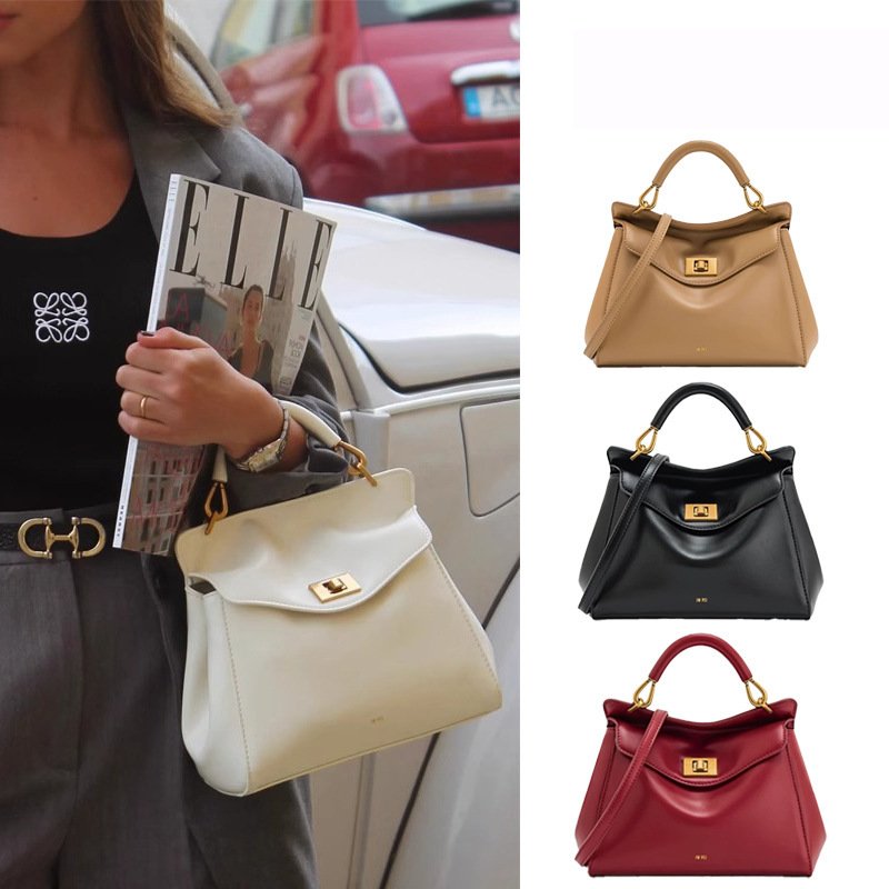Fashionable genuine leather lock handbag Fashionable genuine leather lock handbag