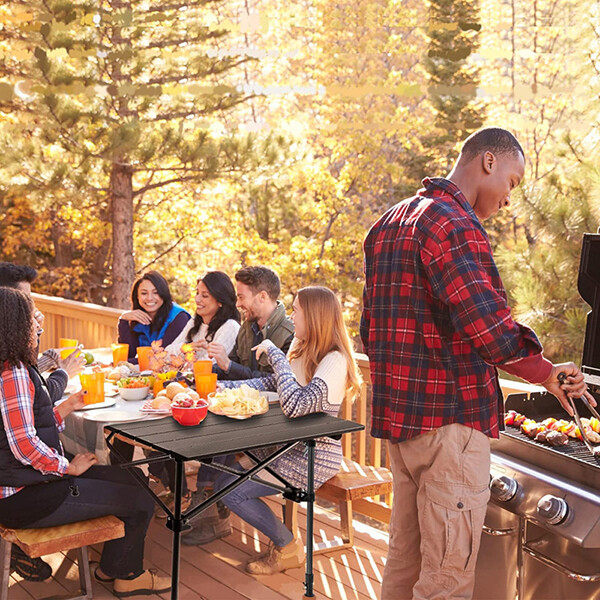 Folding Camping Table Portable Roll-up Table Adjustable Height Outdoor Desk