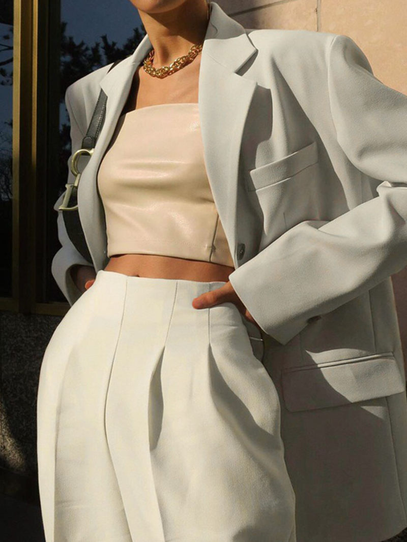 Tall waist elastic casual pants