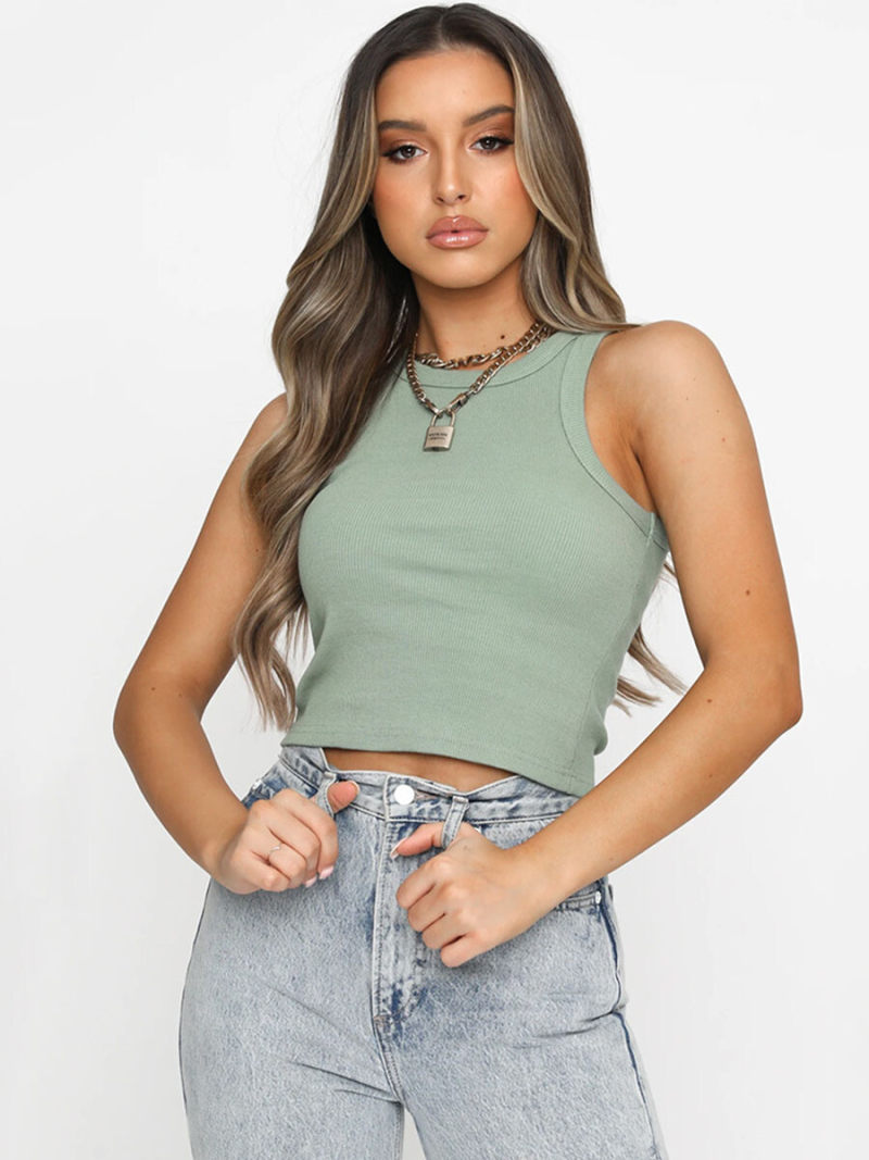 Spring summer fashion joker pure color sleeveless vest T-shirt