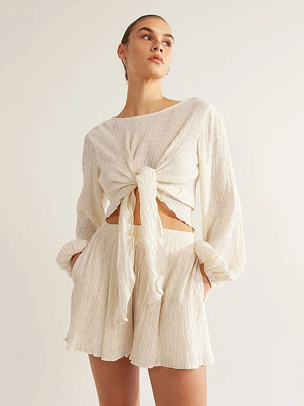 Long sleeve shirt  two-piece lantern sleeve