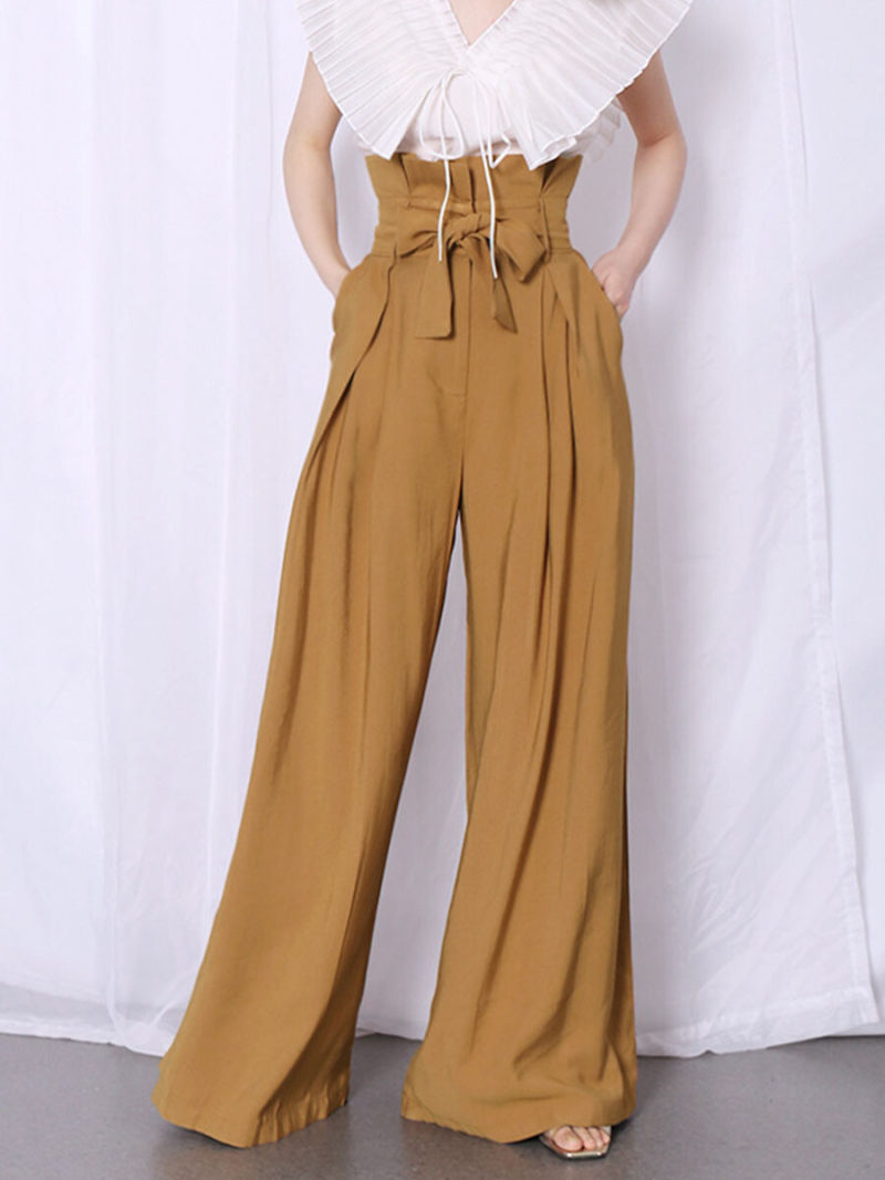 Tall waist wide-legged trousers slacks
