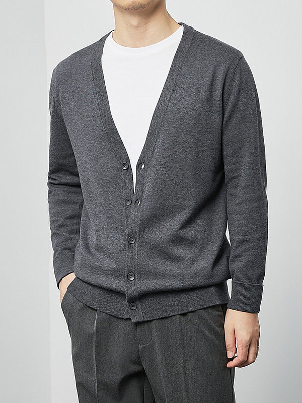 Topman Long Sleeve Knitted V-Neck Cardigan