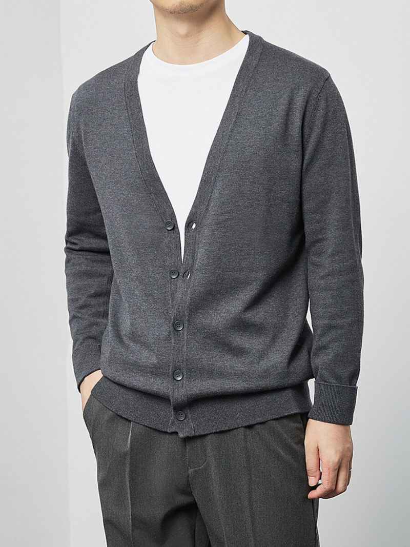 Topman Long Sleeve Knitted V-Neck Cardigan