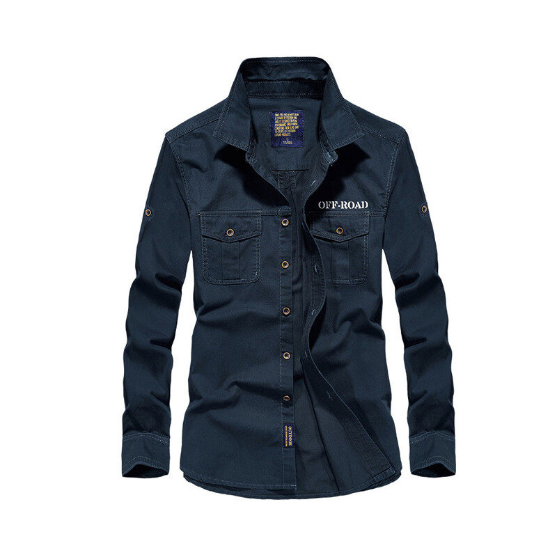 Worker Shirt In Black With Two  Pockets On Front