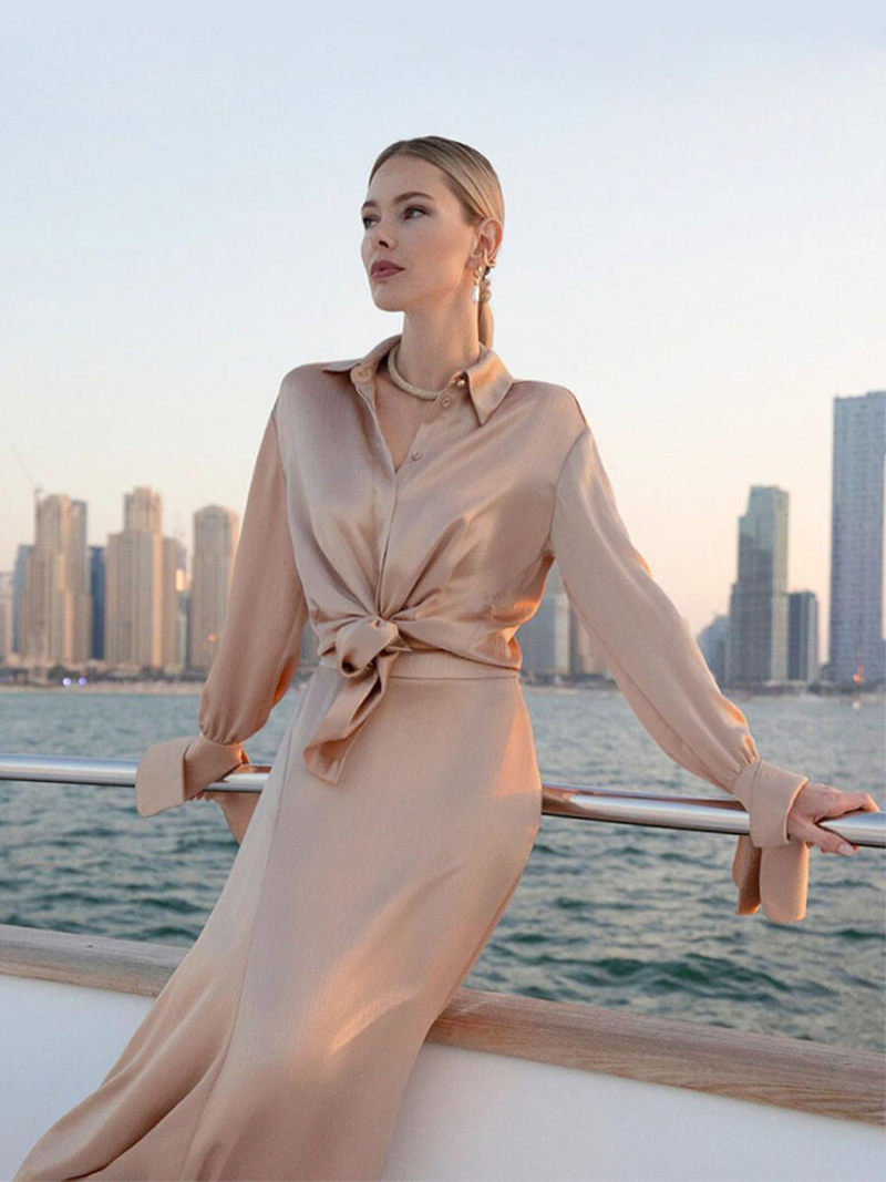 Satin skirt two-piece restoring ancient ways