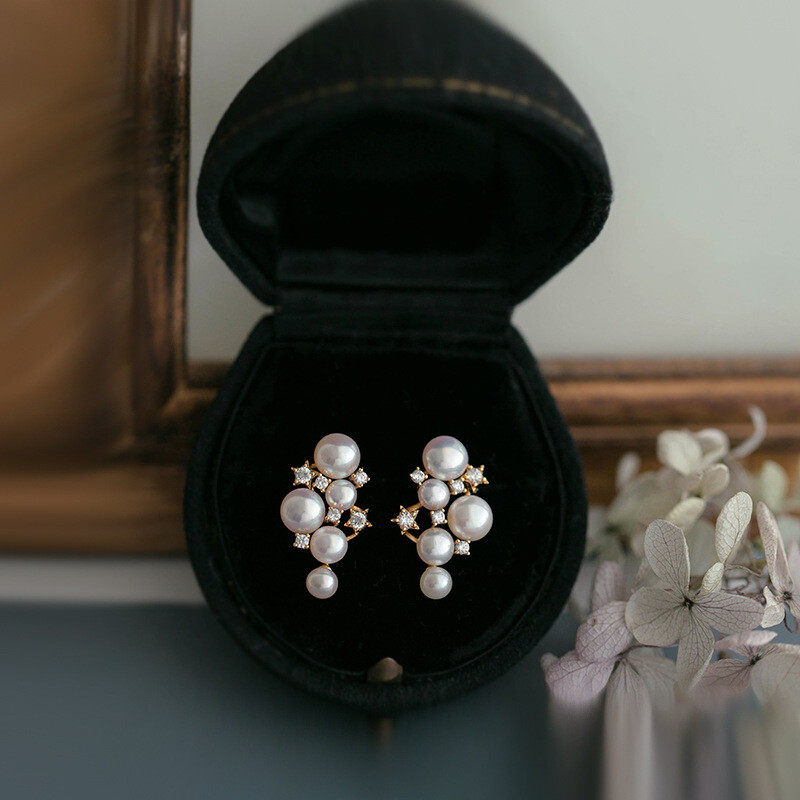 Faux pearl decor zircon tassel earrings