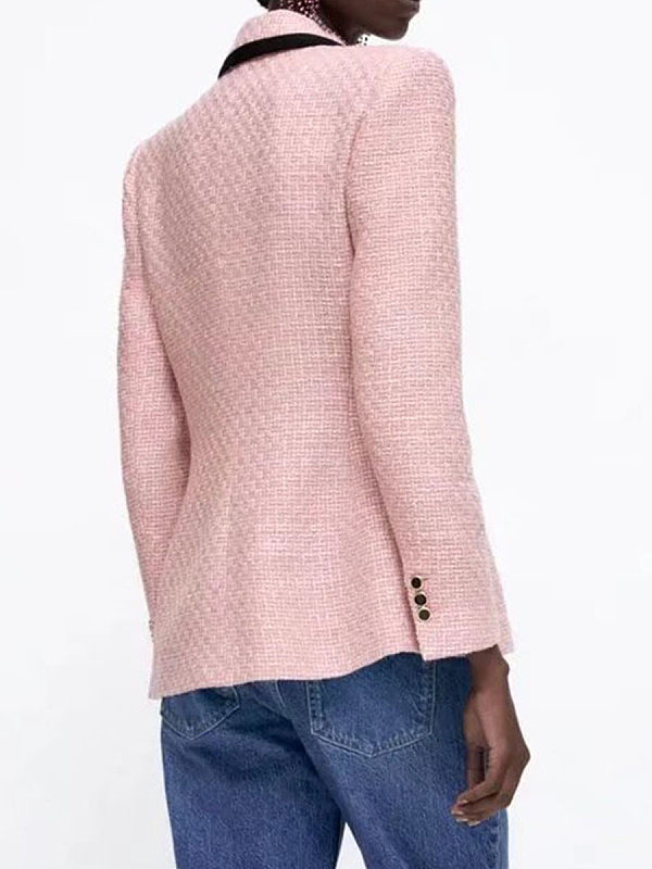 Pink tweed joining together cultivate one's morality suit