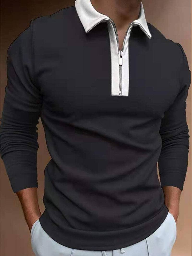 Polo Ralph Lauren Black  tipped long sleeve pique polo