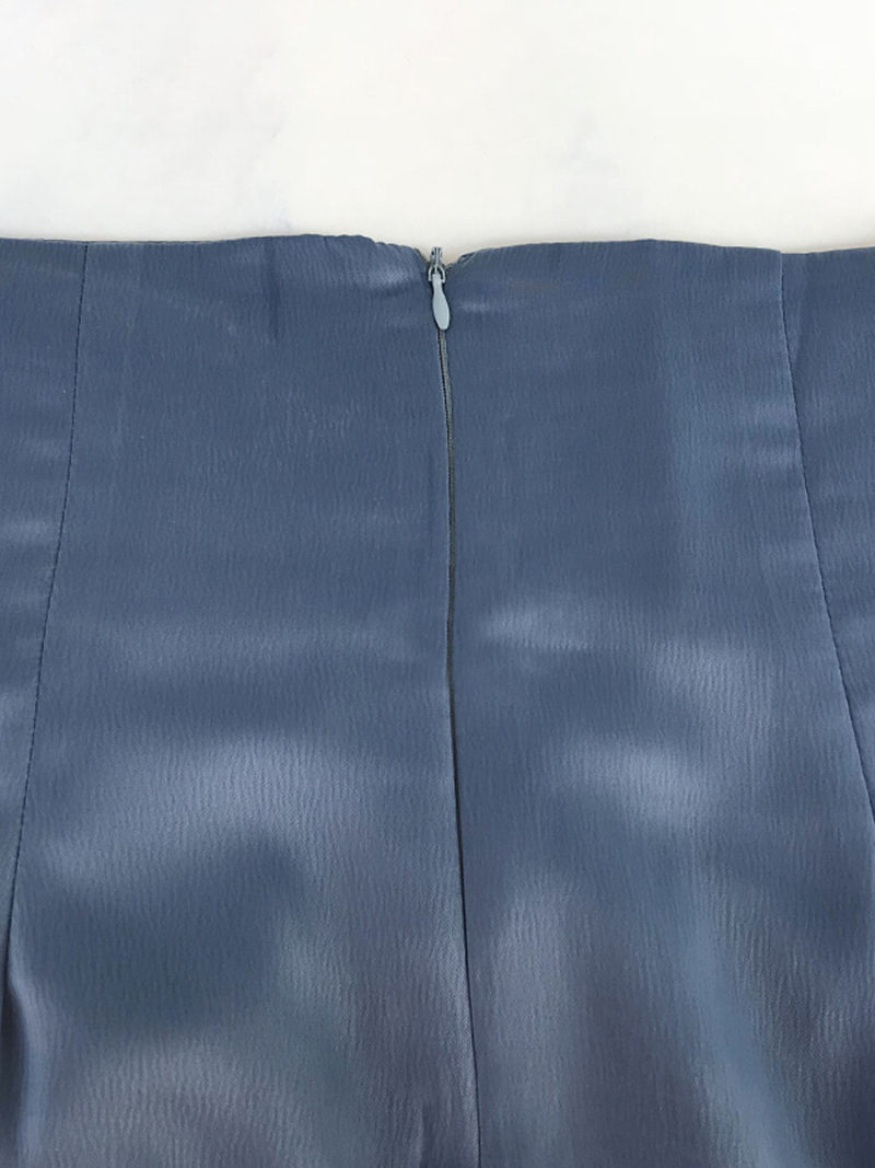 High Waist Drape    Skirt With Split  At Front