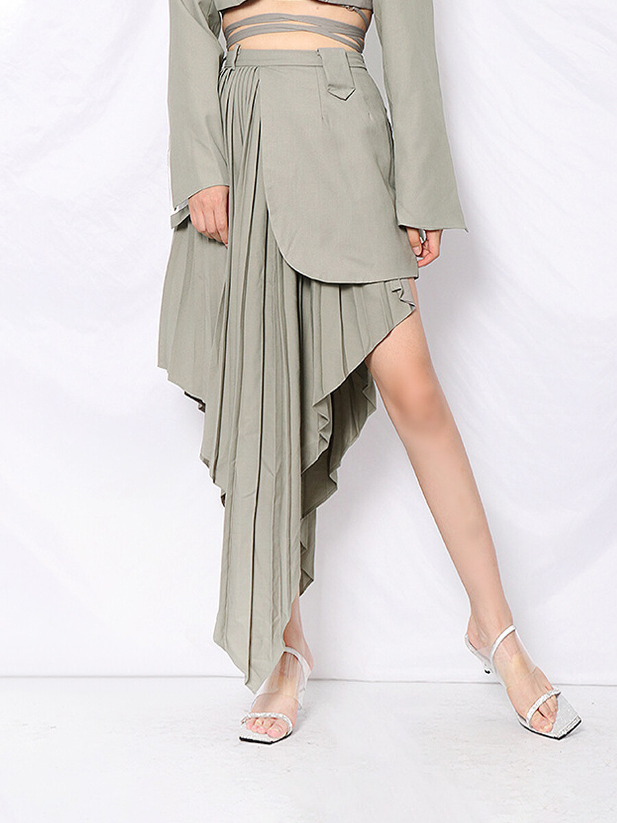 Wrap Pleated Skirt