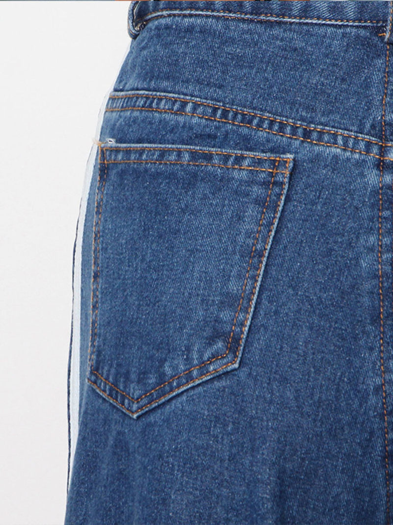 Tall waist bump color stitching jeans