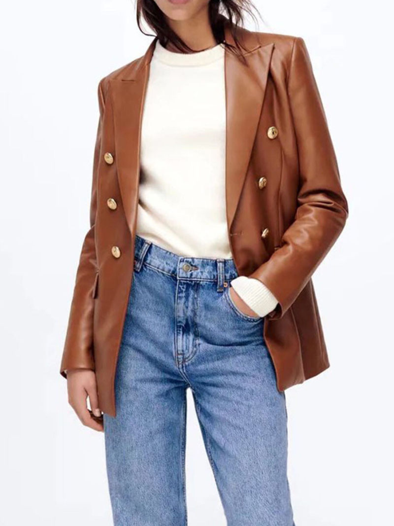 Leisure imitation leather jacket