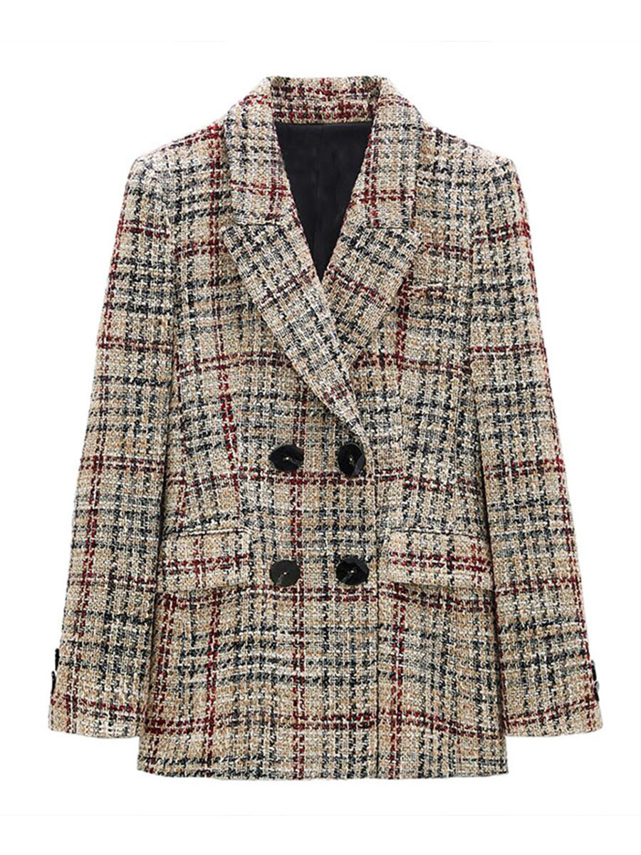 Grid tweed suit jacket