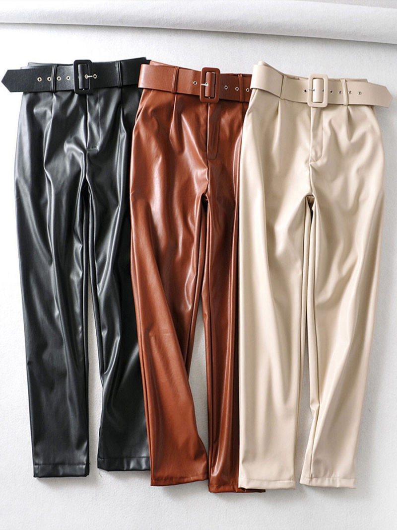 Commuter imitation leather pants