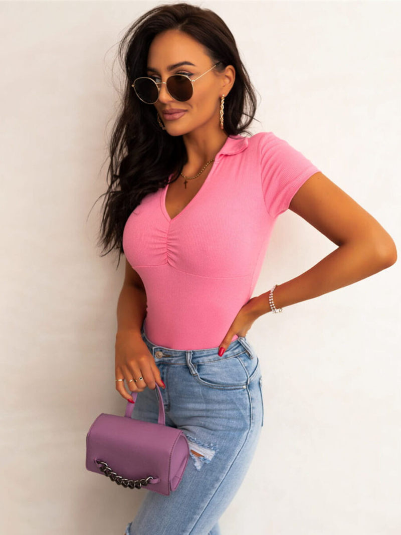 Pure color coat short sleeve T-shirt