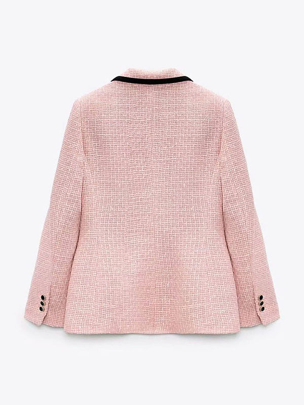 Pink tweed joining together cultivate one's morality suit