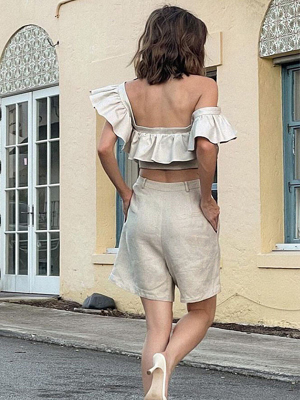 Feifei two-piece sleeve vest shorts